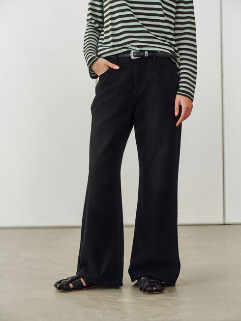 Shadow Fade Wide Jeans - Black